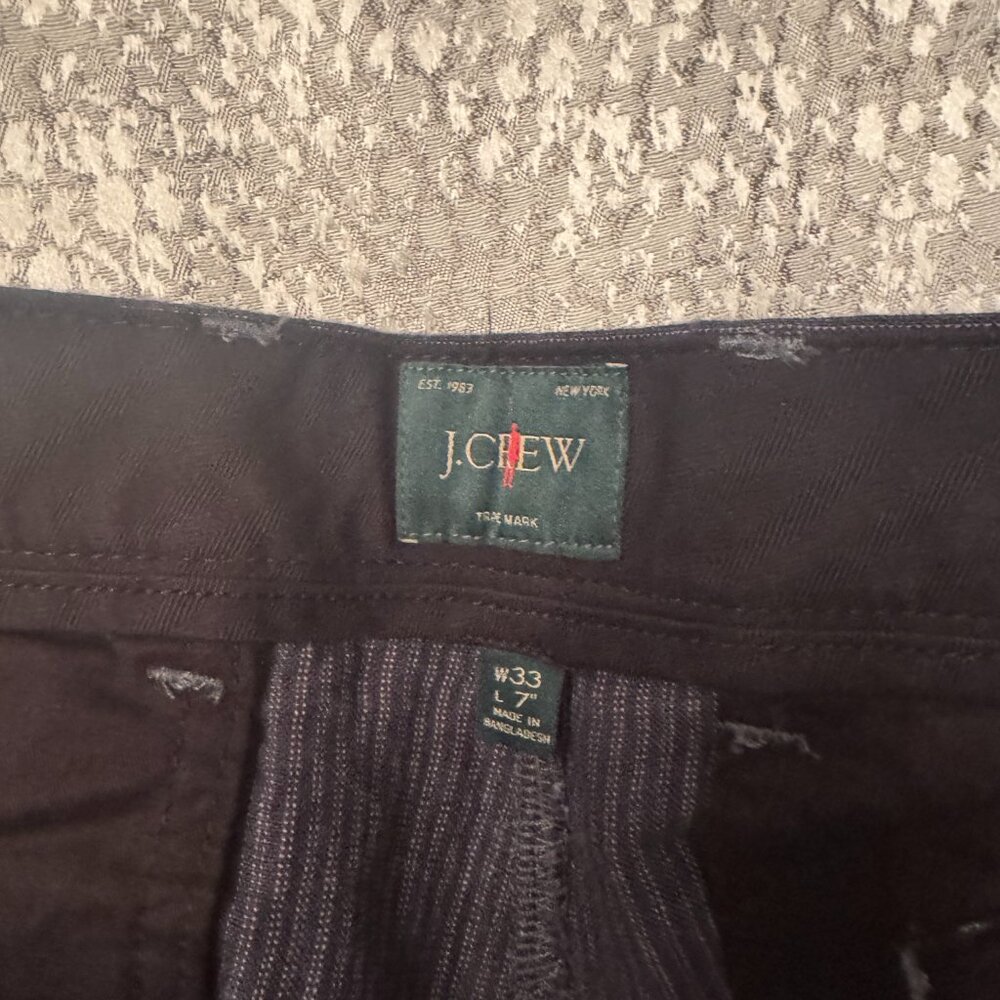 J. Crew 7" linen short Navy Grey Fine Stripe Size 33" Inseam 7"  NWT - Picture 4 of 6